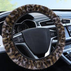 Fuzzy Steering Wheel Cover, Leopard Fluffy Car Wheel Cover for Women Men, Soft Furry Vehicle Steering Wheel Protector Warm Non-Slip Car Accessories 15 inch Universal Fit Auto, Suvs, Truck