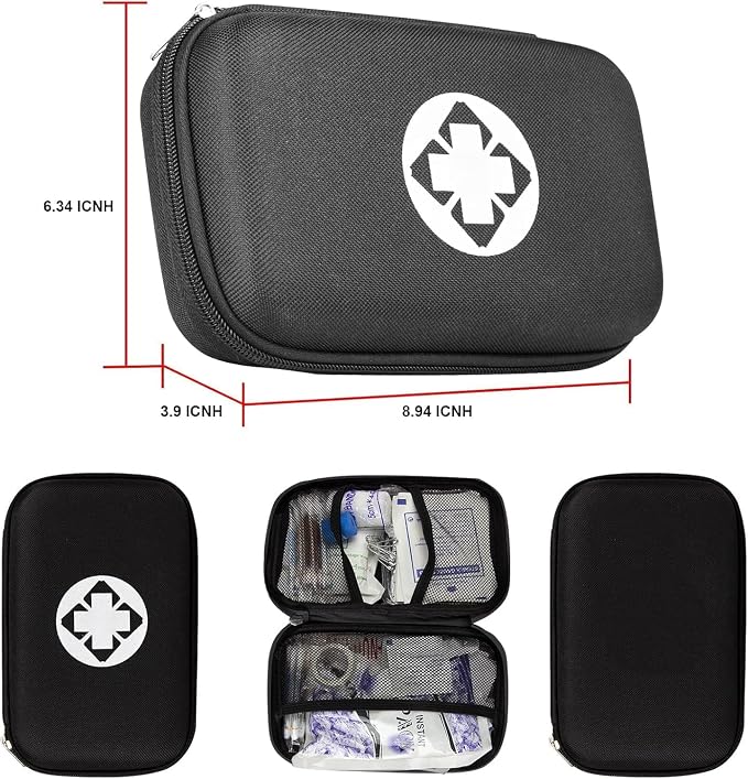 279PCS Small Travel First Aid Kit Supplies for Business, First Aid Emergency Set Backpacking Essentials Items Trauma Survival Kits for Outdoor Adventure, Black