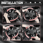 Steering Wheel Cover for Car, Standard Size 14.5-15 inch, Auto Interior Accessories, Black and Pink
