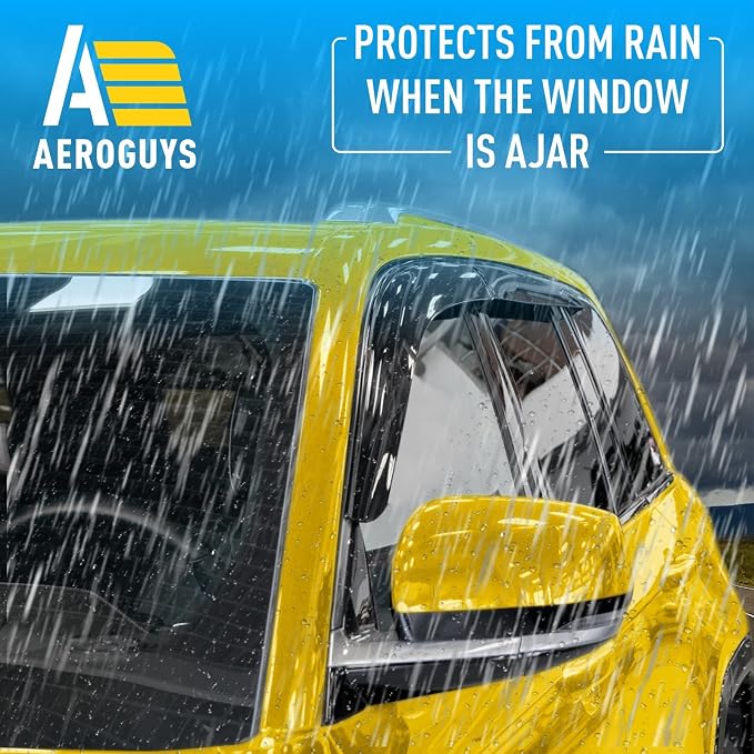 Extra Durable Window Deflectors Tape-On Window Visors Rain Guards Fit for Jeep Grand Cherokee 2022-2026, Sun Visors, Wind Vent for Shades, Exterior Car Accessories - 4pcs. AG0244