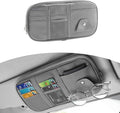 Car Sun Visor Organizer, Sunglass Holder and Storage Pocket, Card Cash Pouch with Multi-Pocket Net Zipper, Case Bag for License Pen Key, Auto Accessories for Truck, SUV, Van (Gray)