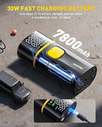 AS1 PRO Tire Inflator Portable Air Compressor - 150PSI Dual Cylinder 7800 mAh & 12V DC, Bike Pump Air Pump for SUV, Truck, Bike, Motorcycle with Digital Tire Pressure Gauge, Car Gifts for Men