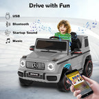 Licensed Mercedes-Benz G63 Car for Kids, 12V 7AH Ride on Car w/Parent Remote Control, LED Headlights, Music Player & Horn, Soft Start, Low Battery Prompt, Kids Electric Car, Grey