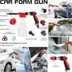 43Pcs Car Wash Detailing Kit Cleaning Kits with Foam Gun Sprayer Long Handle Mop Car Vacuum Drill Brush Large Wash Mitt Towels Complete Interior Exterior Car Washing Supply Set Blue