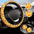 Orange Steering Wheel Cover Anti-Slip and Practical 14.5-15 Inch Universal Car Steering Wheel Cover with 2 Pieces Car Coasters Suitable for Men Women