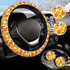 Orange Steering Wheel Cover Anti-Slip and Practical 14.5-15 Inch Universal Car Steering Wheel Cover with 2 Pieces Car Coasters Suitable for Men Women