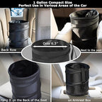 2Packs New Leakproof Car Trash Can, Mini Trash Can Pop-up Collapsible Hanging Car Trash Bin with Hook and Loop, Waterproof PEVA Liner Open-Top 1 Gallon Garbage Can for Cars Home Office