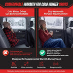 Heated Car Blanket - 12V Electric Travel Blanket for Car, Truck, SUV or RV - Portable Heated Throw for Road Trips, Camping or Winter Emergency Kit for Cold Weather Travel by (Navy)