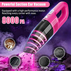 Car Cleaning Kit, Car Vacuum Interior Detailing Cleaner Kit with High Power Handheld Vacuum, Brush Set, Windshield Tool, Duster, Towels, Complete Car Care Tools for Women (Pink)