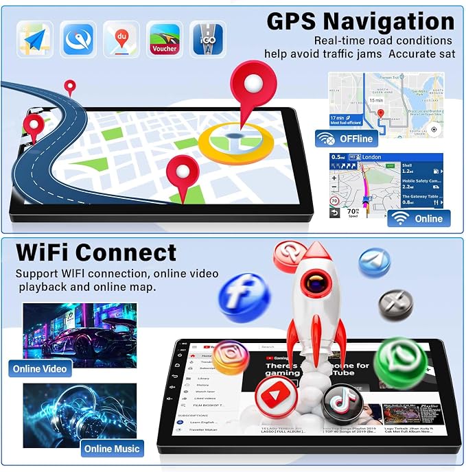 4G+64G for Subaru Impreza 2003-2006 Android 13 Stereo Radio Wireless CarPlay Android Auto GPS Navigation 9" 1280 * 720P Touch Screen Bluetooth-5.0 FM/RDS 32-EQ WiFi Mirror Link SWC+ Camera Mic