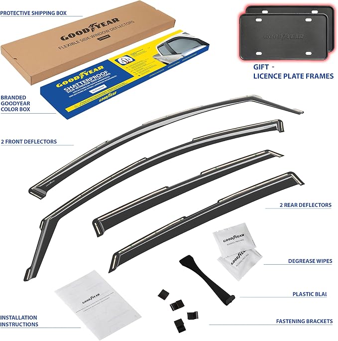 Goodyear Shatterproof in-Channel Window Deflectors for Hyundai Sonata 2020-2026, Rain Guards, Window Visors for Cars, Vent Deflector, Car Accessories, 4 pcs - GY008122