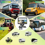 7" 2-Channel Truck Backup Camera Monitor kit No Lag Waterproof Induction Night Vision Reverse Camera + IPS Screen Rear View Monitor Vehicle Parking System for RV Bus Trailer Truck (49ft Video Cable)