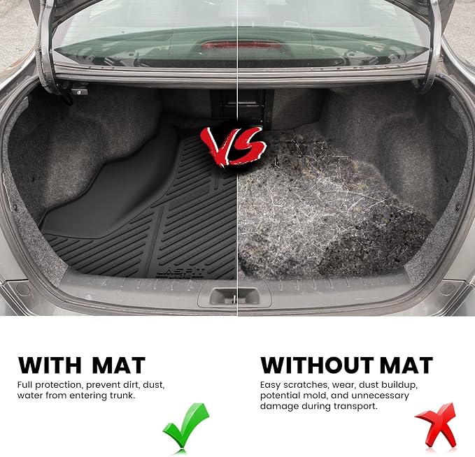 Cargo Mat for Honda Accord 2008-2012, All Weather TPE Custom Fit Pet Friendly Easy Clean Trunk Mat Cargo Liner Accessories, Black