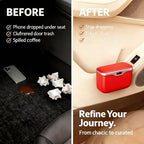 Car Trash Can with Lid - Leakproof Mini Garbage Bin for Door or Seatback,Premium ABS Auto Organizer,Space-Saving Car Garbage Can for Commuters,Families and Pet Owners,Fit for SUV,Sedan,Truck (Red)