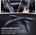 Steering Wheel Cover, Carbon Fiber Steering Wheel Cover for Men/Women, Anti-Slip, Comfortable Grip, Durable, Universal for 99% Car Interior Accessories (Dark Blue)