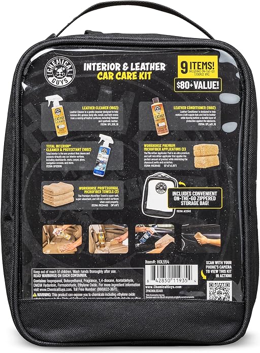 Leather Cleaning And Conditioning Kit With Storage Bag Total Interior Cleaner Microfiber Towels And Applicators Giftable Car And Home Care Set