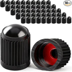 50PCS Tire Valve Stem Caps, Corrosion Resistant, with O Rubber Ring, Airtight Seal Heavy Duty Dustproof Tire Valve Stem Covers for Cars, SUV, Trucks, Bikes, Motorcycles, Bicycles(Black)