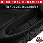 Front and Rear Door Slot Tray Organizer Set of 4 - Compatible with Tesla Model Y 2020-2023 Vehicles - Car Door Tray Pockets Organizer, Protector Side Storage Accessories - Black