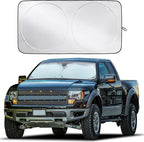 Truck Windshield Sun Shade with Storage Pouch | Reflective 240T Material Sun Shield for UV & Heat Protection | Foldable Windshield Cover | Must-Have Truck Accessories | X-Large (69"x35")
