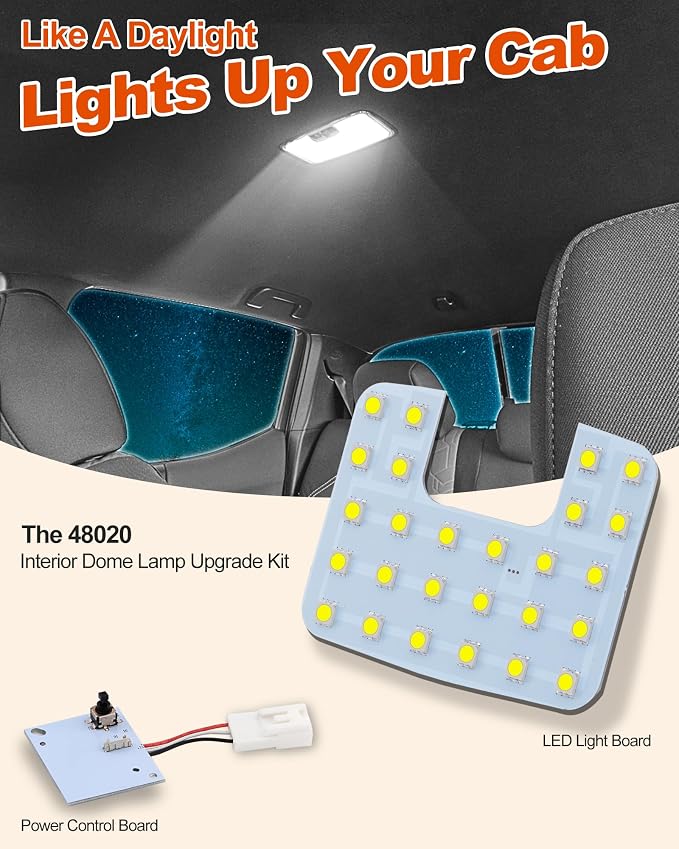 The 48020 LED Dome Light Board,Cab Interior Lighting Upgrade Accessory,6000K White Light,720 Lumens,for Toyota Corolla (2023-2026),Cross,GR,Hatchback,Rav4,4Runner,BZ,Tacoma,Venza
