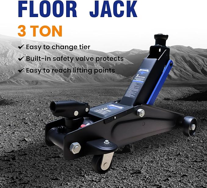 ANTPOWER 3 Ton (6,600 lbs) Floor Jack, Low Type, Suitable for Sports Multi-Purpose Vehicles with Wheels for Secure Lifting,Fast Lift Floor Jack,Providing Stable Support for Various Cars (3 Ton)