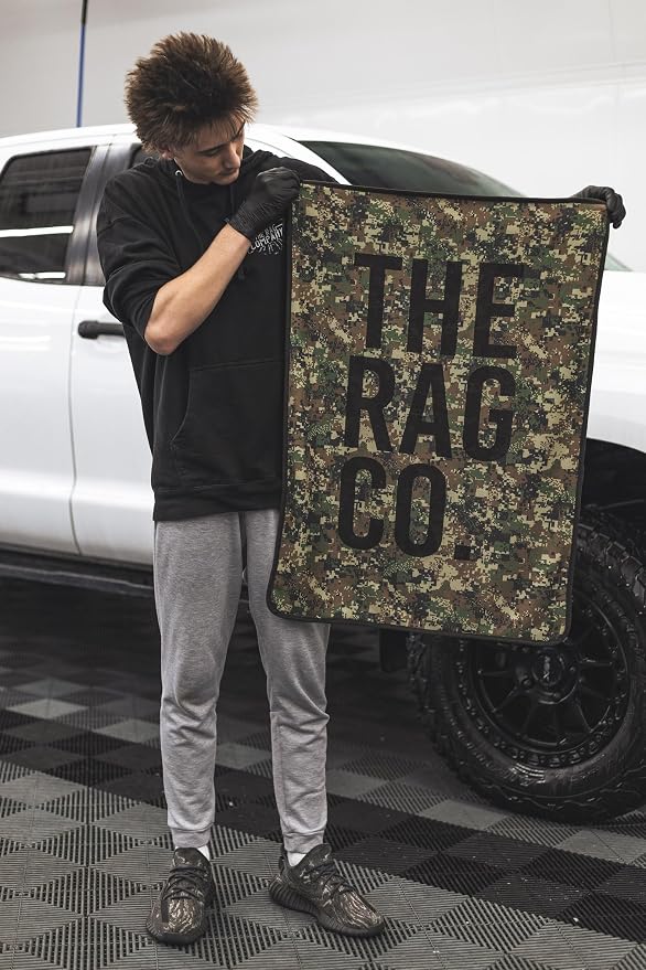 Slim Dryer Towel - Special Edition Digital Woodland Camo - Ultra-Absorbent Korean Microfiber, Suede Edge, Car Drying Towel, 25" x 35" Camo