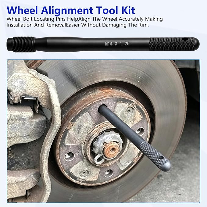 ZKTOOL 2PC Wheel Alignment Pin,Wheel Fixing BoltsBlack Wheel Hanger Alignment Pin Guide Tool,Wheel Lug Bolt Automotive Mechanic Tool,Tool for Changing Tires on Cars with Lug Bolts (M14×1.25)…