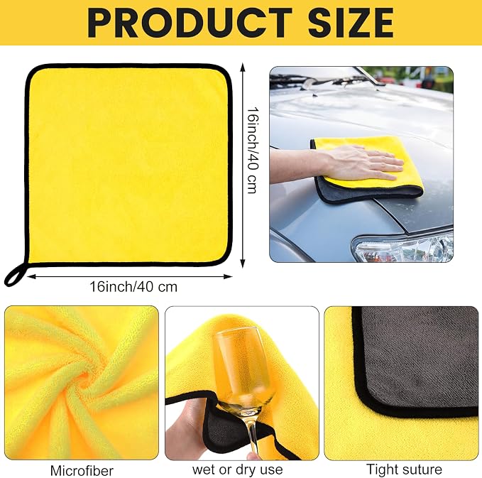 80 Pcs Microfiber Towels:16"x16" Microfiber Drying Towels Bulk Micro Fiber Car Cleaning Cloth for Cars Drying Washing Polishing Office Windows Cleaning Household Supplies (Gray,Yellow)