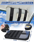 Heavy Duty Molle Car Sun Visor Organizer Tactical Pounch with Flag and Glasses Clip Store Your Daily Items for Most Cars, Trucks, SUVs, Compacts, 12.8"x6.9"x1.2"