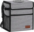 Femuar Leak Proof Car Trash Can With Lid - Waterproof Garbage Bag With Storage Mesh Pocket, Large/Stripe
