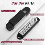Power Distribution Block 12V 150A 1/4" Stud Marine Bus Bar 12 Volt DC Battery Busbar for Boat Automotive Solar Wiring
