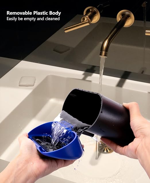 2 Pack Mini Car Trash Can with Lid, Small Car Garbage Can, Cute Leakproof ABS Car Trash Bin, Car Accessories for Interior, Garbage Bin for Car, Home, Office with 120pcs Trash Bags Black/Blue