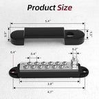Marine Bus Bar 12V 150A Power Distribution Block 1/4" Stud & 12 x #8 Terminal Screws 12 Volt DC Ground Battery Bus Bar for Boat Automotive Solar