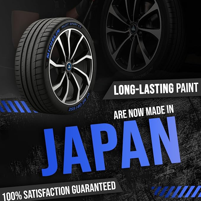 Color Tire Paint Pen - Waterproof Permanent Paint Pens for Car Wheels Lettering | Car Wash Safe and Durable | Made in Japan (Blue, 1 Pen)
