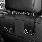 2PCS Car Hooks for Headrest, Faux Leather Purse Hook for Car Seat Back Organizers and Storage, Double Metal Purse Holder Bag Hanger, Universal Car Interior Accessories for Women Man
