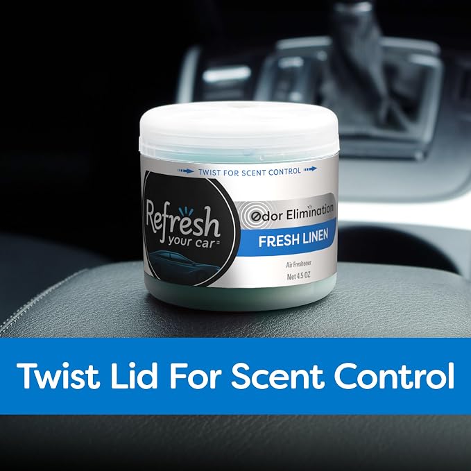 Scented Gel Car Air Freshener, Fresh Linen Car Scent