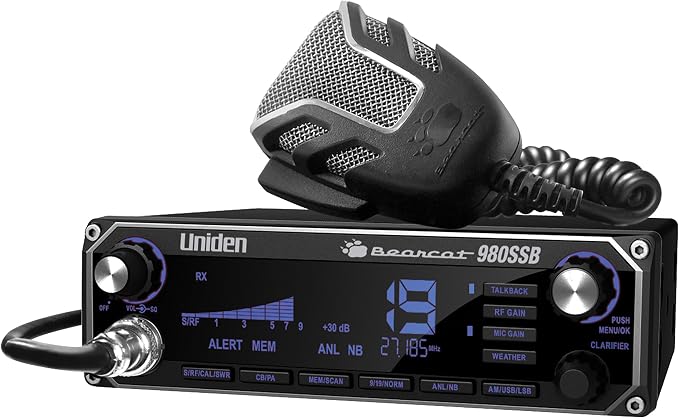 BEARCAT 980 40- Channel SSB CB Radio with Sideband NOAA WeatherBand,7- Color Digital Display PA/CB Switch and Noise Cancelling Mic, Wireless Mic Compatible