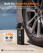 HyperFlow19 Tire Inflator Portable Air Compressor, Cordless Air Pump for Car Tires with Digital Pressure Gauge, Auto Shutoff & LED light, Tire pump for Car, Motorcycle, Bike