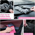 Windshield Cleaner Tool, 17Pcs Pink Car Interior Cleaning Kit, Detailing Kit Cleaner, Detailing Brush, Cleaning Gel, Inside Cleaning Supplies Accessories for Women Girl Gift