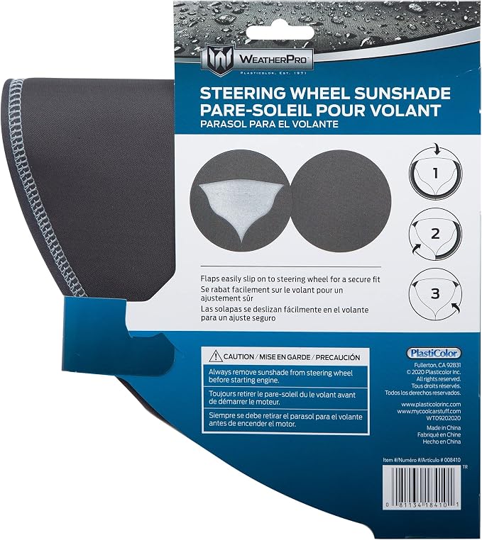 008410R01 WeatherPro All Black Steering Wheel Cover Sunshade