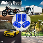 4PCS Tire Valve Stem Caps, with Rubber O-Ring, Corrosion Resistant Leak-Proof, Aluminum Alloy Universal Wheel Valve Covers for Cars, SUV, Trucks, Bikes, Motorcycles, Bicycles(Blue)