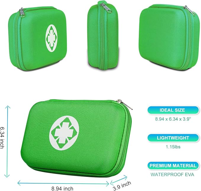 276 Car First Aid Kit for Business, Portable First Aid Kits Travel Szie Emergency Essentials Supplies for Outdoor Activities Skating Boating, Green