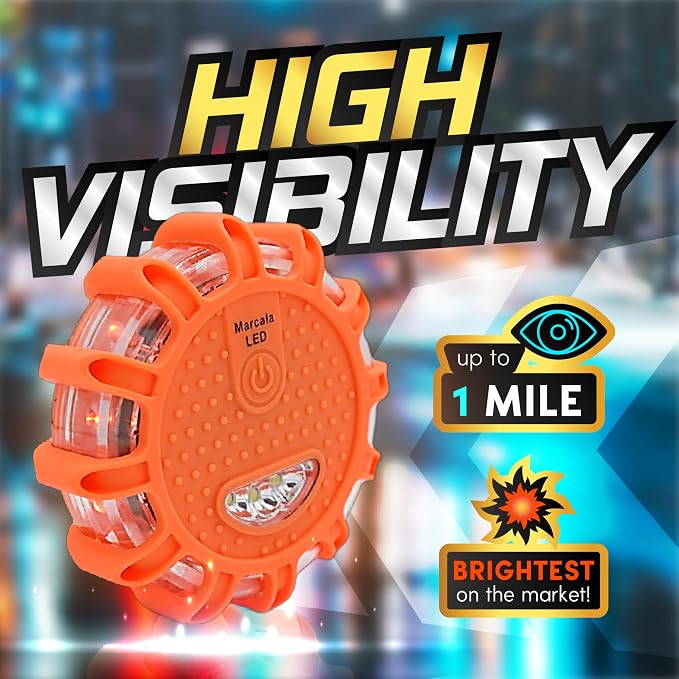 LED Road Flares 1-Pack | DOT Compliant LED Road Flares Car Emergency Kit | Emergency Flares w/Batteries Installed | Emergency Roadside Lights | 9 Flashing Modes to Get Noticed a Mile Away!
