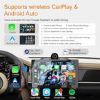 10.1 Inch Single Din 360° Rotatable Car Stereo,Support Wireless CarPlay and Android Auto,with 1080P Rear Camera,Mirror Link|Bluetooth|Music Play|AUX|FM/AM|SWC|RDS,Single DIN Car Stereo Radio