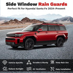 Santa Fe Rain Guards - Window Visors for Hyundai Santa Fe 2024 2025 2026, Outside-Mount Tape-On Side Window Wind Deflectors for Santa Fe Accessories, Vent Visors Shades Rainproof Black 4PCS