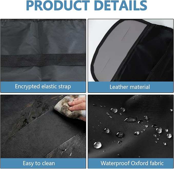 2PCS Kick Mats Back Seat Protector, Waterproof Oxford Car Front Seatback Protector for Kids, Seat Back Kick Mat Organizer with 2 Mesh Pockets, Universal Car Accessories (Leather-Pocket)
