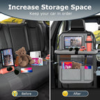 Car Backseat Organizer with table Tray, 9 Storage Pockets Backseat Car Organizer with Tablet Holder, Back seat Organizer for Kids Road Trip Essentials Travel (1Pack)