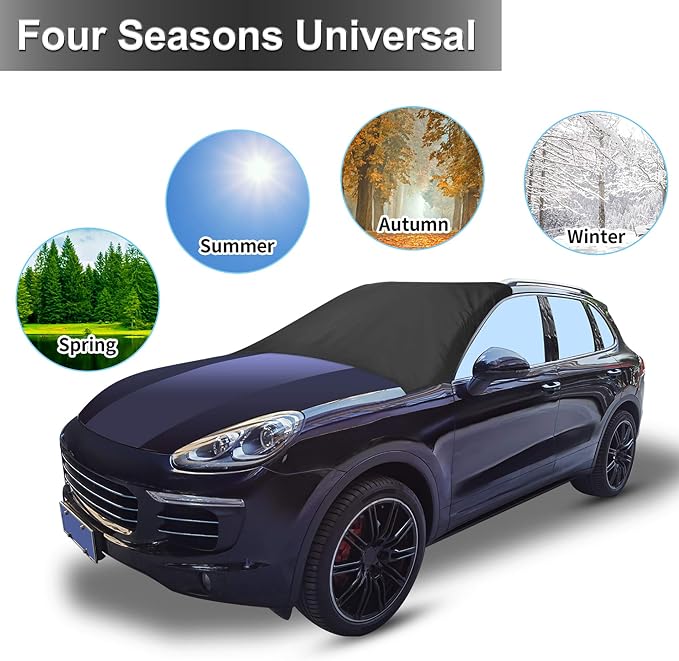 210T Magnetic Auto Car Snow Windshield Cover Frost Ice Guard Sun Shade Waterproof Windshield Protector for Most Vehicle Truck Van SUV 85.2X 49.2 Inches