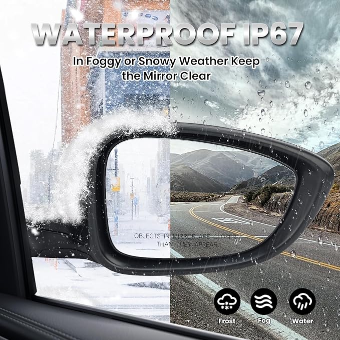 Right Passenger Side Mirror Compatible with 2018-2022 Honda Accord LX Sport Power Glass | Heated | with Blind Spot | Manual Folding Repalces HO1321329 (7Pins-Black)
