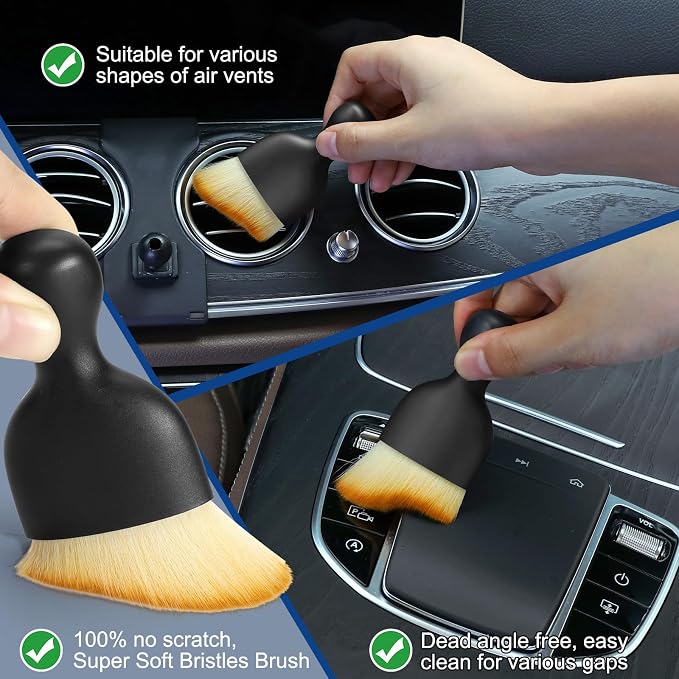 Car Interior Duster Detail Brushes, Soft Bristles Brush Car Accessories for Cleaning Dashboard Air Vent Crevice, Detailing Dusting Tool Kit for Auto Truck SUV RV